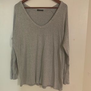 Brandy Melville Grey V-Neck Pullover Sweater